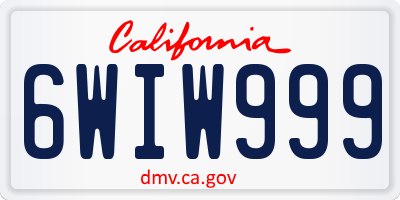 CA license plate 6WIW999