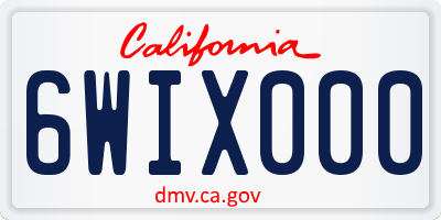 CA license plate 6WIX000