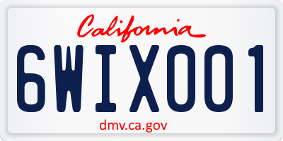 CA license plate 6WIX001