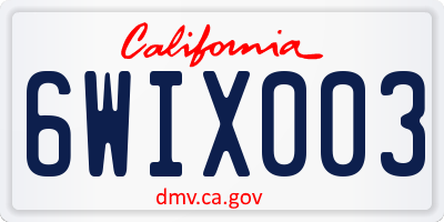 CA license plate 6WIX003