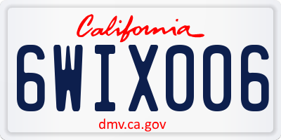 CA license plate 6WIX006