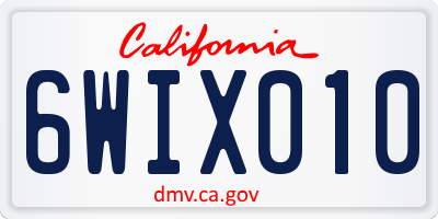 CA license plate 6WIX010