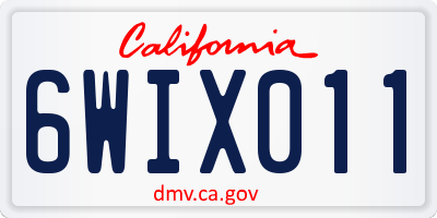 CA license plate 6WIX011