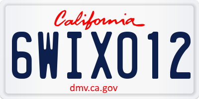 CA license plate 6WIX012