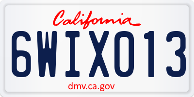 CA license plate 6WIX013