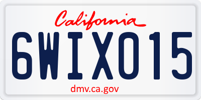 CA license plate 6WIX015