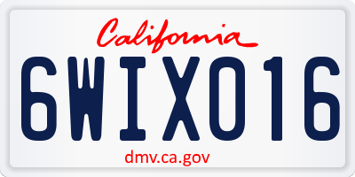 CA license plate 6WIX016
