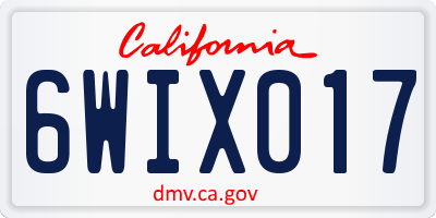 CA license plate 6WIX017