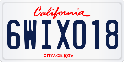 CA license plate 6WIX018