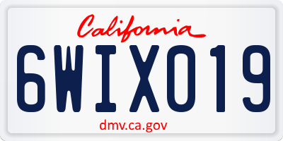 CA license plate 6WIX019