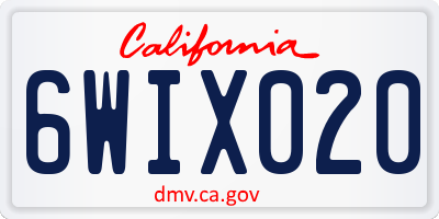 CA license plate 6WIX020