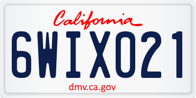 CA license plate 6WIX021