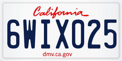 CA license plate 6WIX025