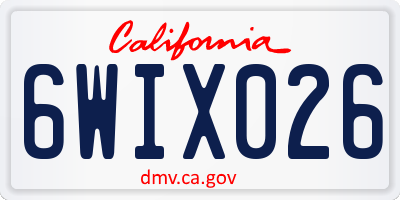 CA license plate 6WIX026