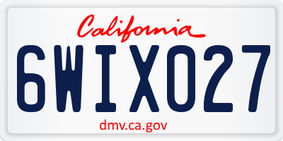 CA license plate 6WIX027