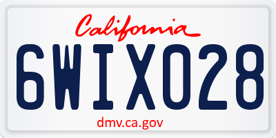 CA license plate 6WIX028