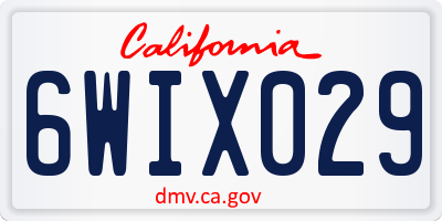 CA license plate 6WIX029