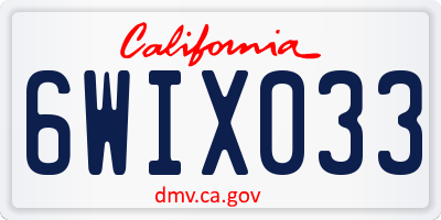CA license plate 6WIX033
