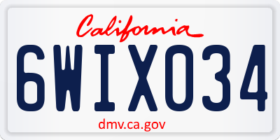 CA license plate 6WIX034