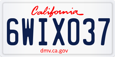 CA license plate 6WIX037