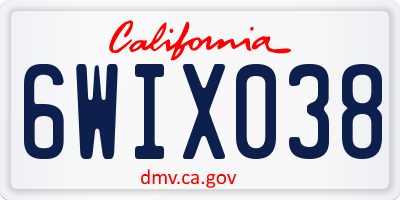 CA license plate 6WIX038