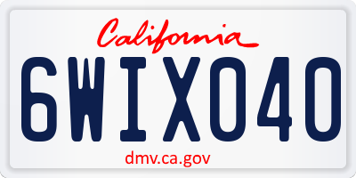 CA license plate 6WIX040
