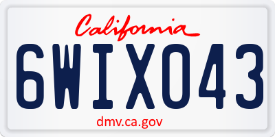CA license plate 6WIX043