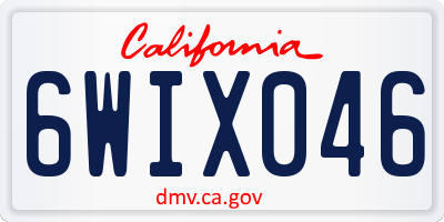 CA license plate 6WIX046