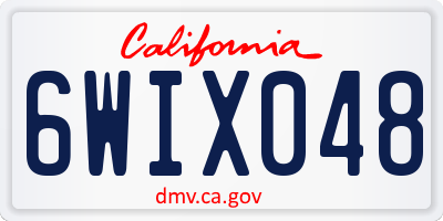 CA license plate 6WIX048