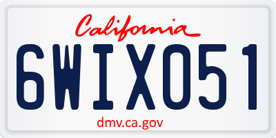 CA license plate 6WIX051