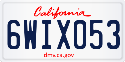 CA license plate 6WIX053