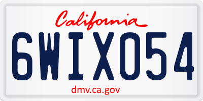 CA license plate 6WIX054