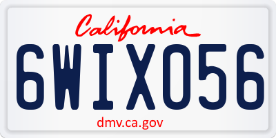 CA license plate 6WIX056
