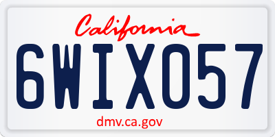 CA license plate 6WIX057