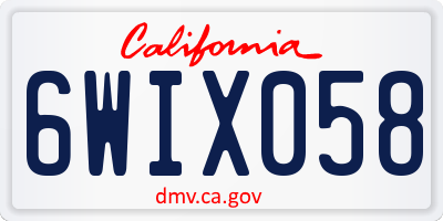 CA license plate 6WIX058