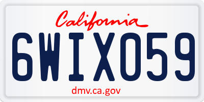 CA license plate 6WIX059