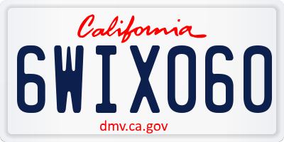 CA license plate 6WIX060