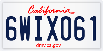CA license plate 6WIX061