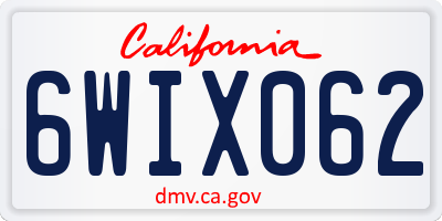 CA license plate 6WIX062