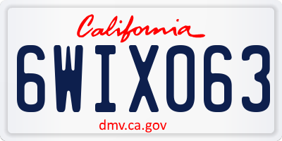 CA license plate 6WIX063