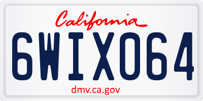 CA license plate 6WIX064