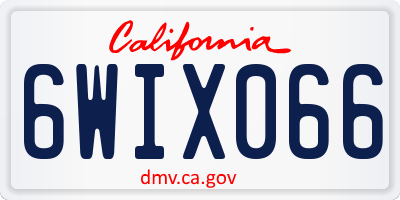CA license plate 6WIX066