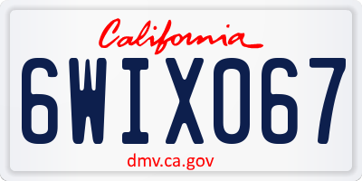 CA license plate 6WIX067