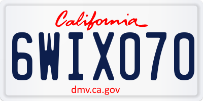 CA license plate 6WIX070