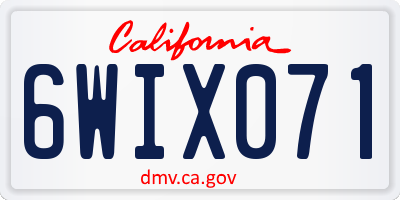 CA license plate 6WIX071