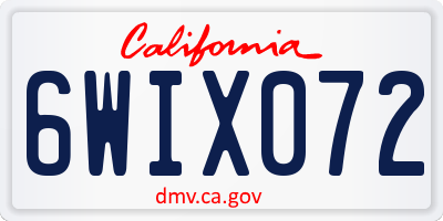 CA license plate 6WIX072