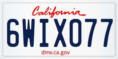 CA license plate 6WIX077