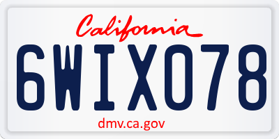 CA license plate 6WIX078