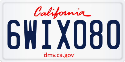 CA license plate 6WIX080