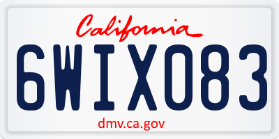 CA license plate 6WIX083